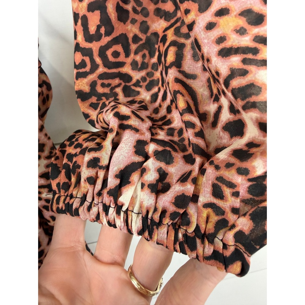 NWT Anthropologie Ranna Gill Leopard Cut Out Twist Midi Dress Brown L - Picture 8 of 10